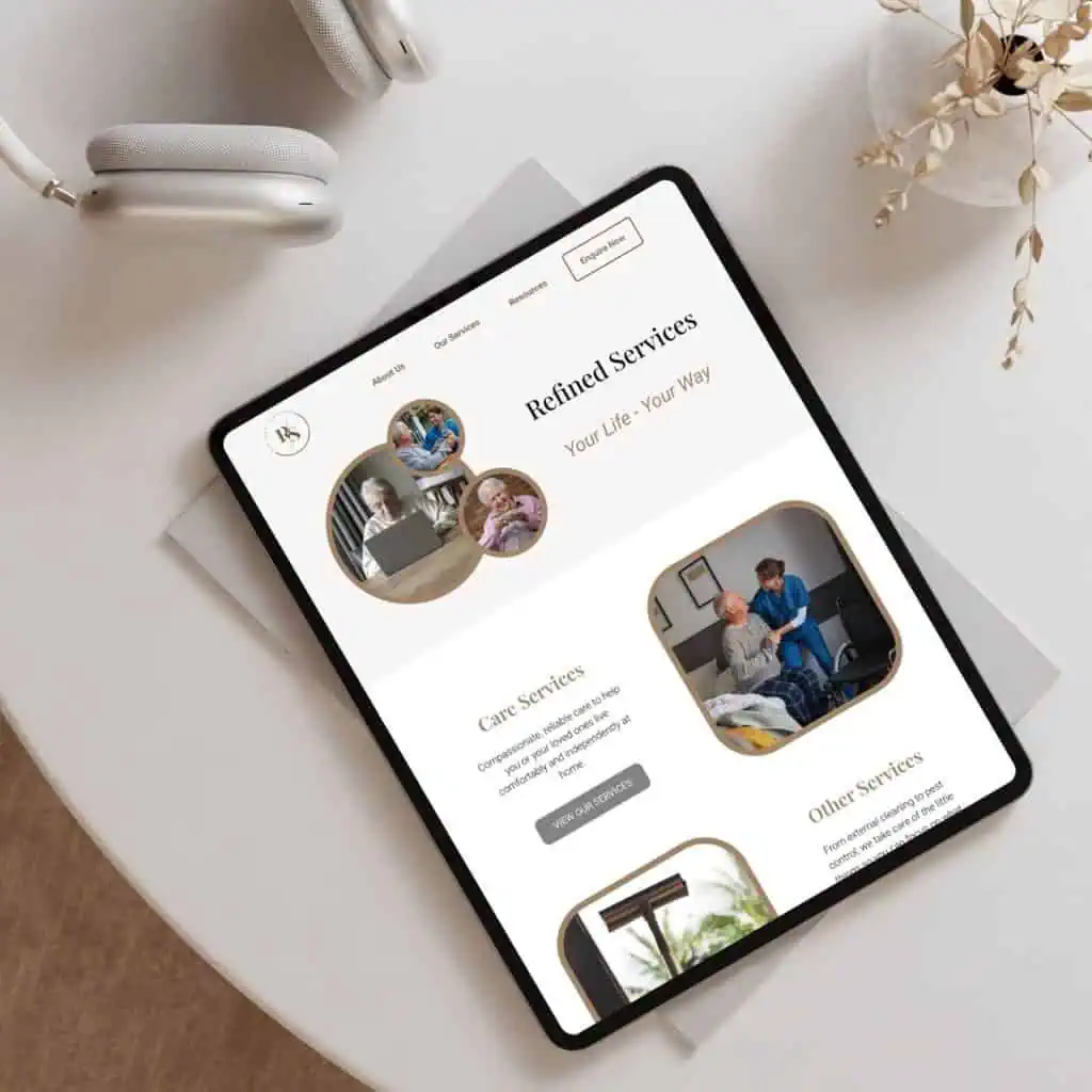 A tablet on a table.